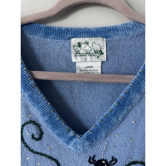 Quacker Factory Sweater Womens Large Halloween Pumpkin Sequin Pullover Spider - Picture 6 of 10